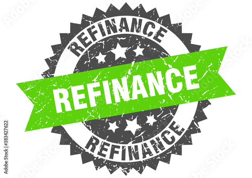 refinance stamp. grunge round sign with ribbon