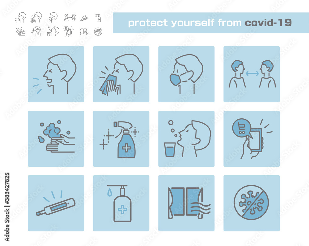 新型コロナウイルス対策アイコンセット covid-19 ベクターイラスト 新型コロナウイルス対策アイコンセット covid-19 ベクターイラスト