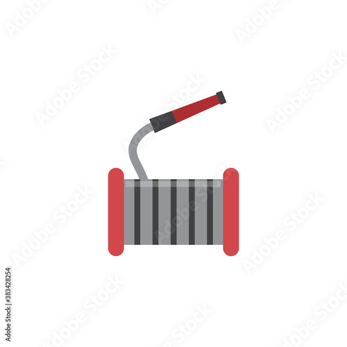 Fire hose reel icon isolated on white background. Firetruck equipment