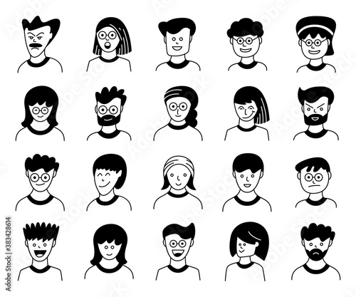 people portrait face avatar icons vector set