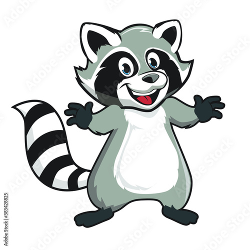 raccoon animal mascot cartoon in vector