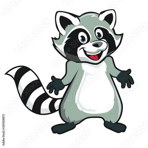 raccoon animal mascot cartoon in vector