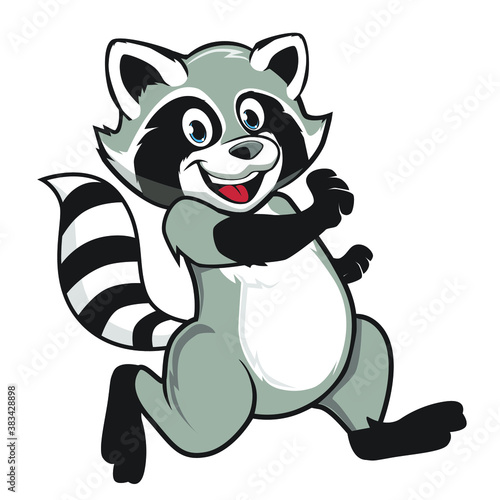 raccoon animal mascot cartoon in vector