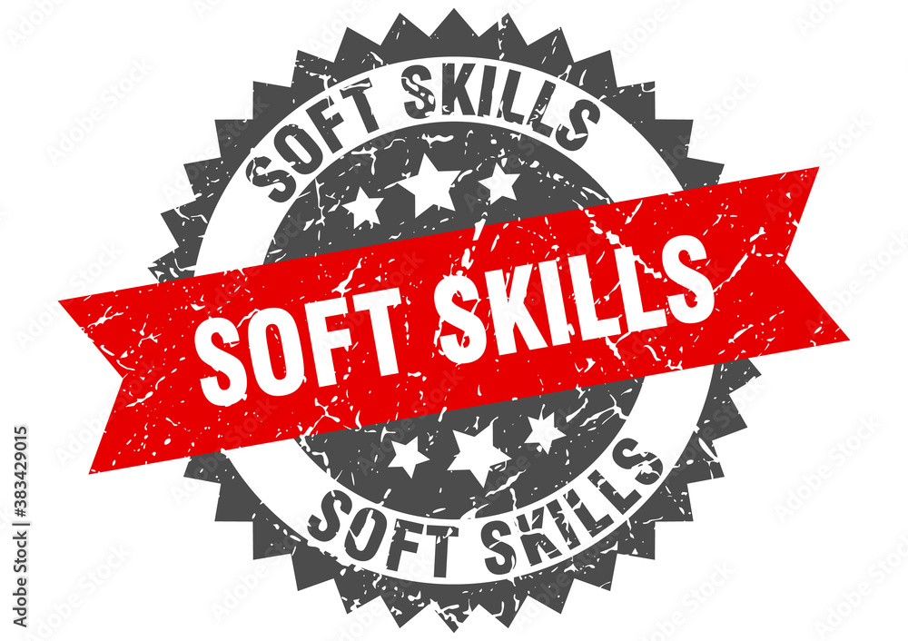 Obraz premium soft skills stamp. grunge round sign with ribbon