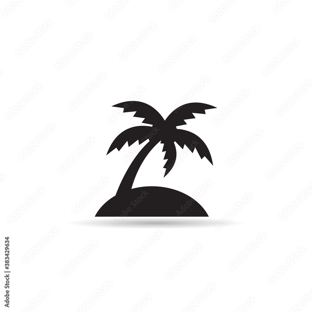 coconut tree island icon on white background