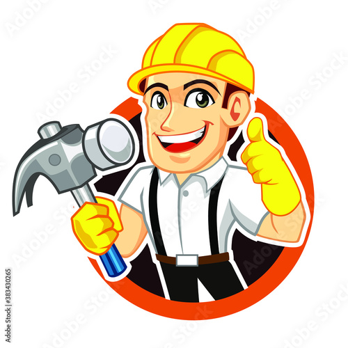 handyman mascot cartoon in vector