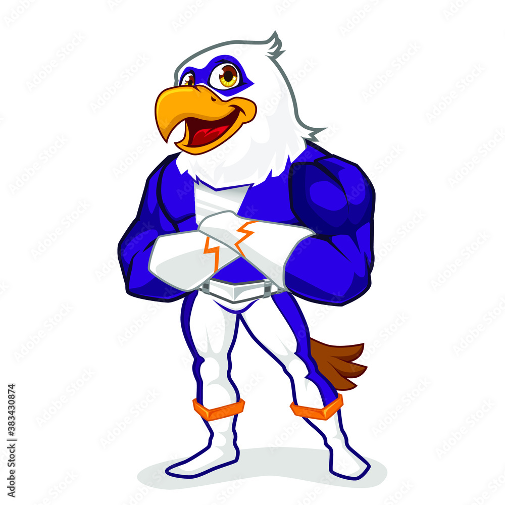 Naklejka premium Eagle superhero mascot cartoon in vector