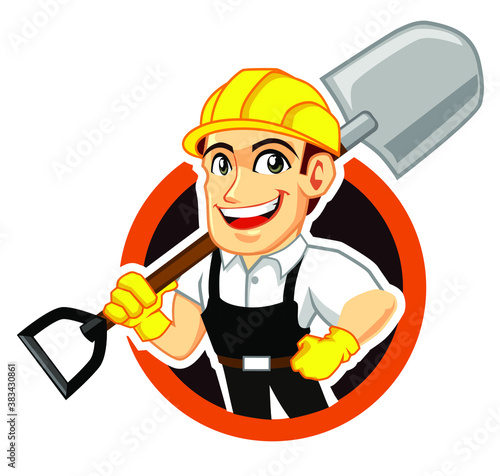 handyman mascot cartoon in vector