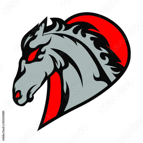 This cool horse is a high-resolution logo mascot. With the design of a grey cool horse with evil eye makes this logo very attractive. This logo is suitable to be applied to the sport or e-sport logo.