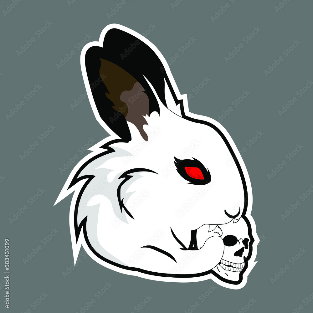 Vektorová grafika „Evil rabbit bite the skull head is a highresolution