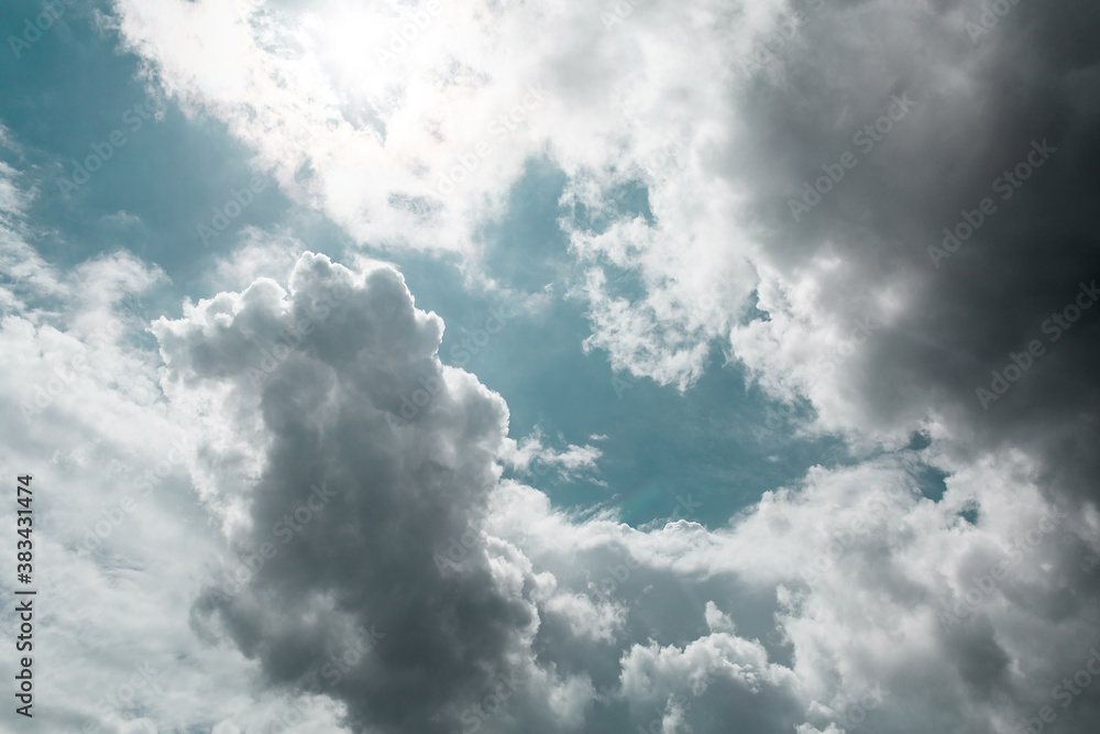 Scary thunderclouds. Gloomy epic clouds on a blue sky. Scary thunderclouds. Gloomy epic clouds on a blue sky.