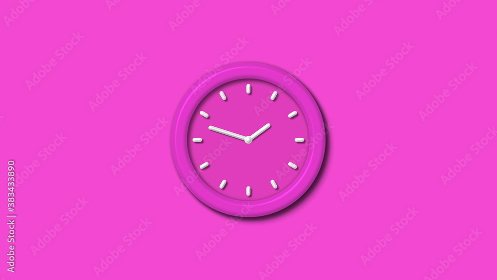 New pink color 3d wall clock isolated on pink background,couting down clock isolated New pink color 3d wall clock isolated on pink background,couting down clock isolated