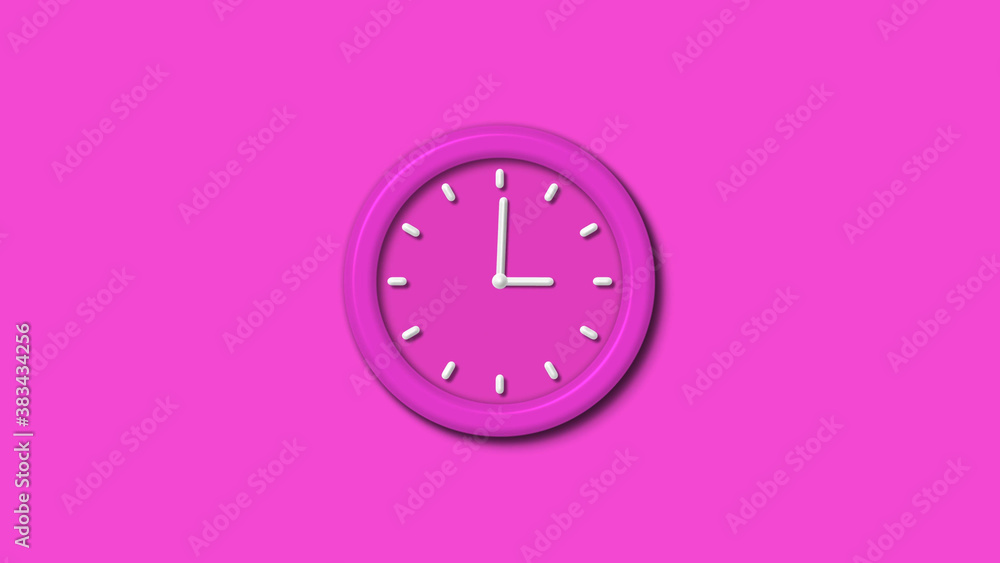 New pink color 3d wall clock isolated on pink background,couting down clock isolated New pink color 3d wall clock isolated on pink background,couting down clock isolated