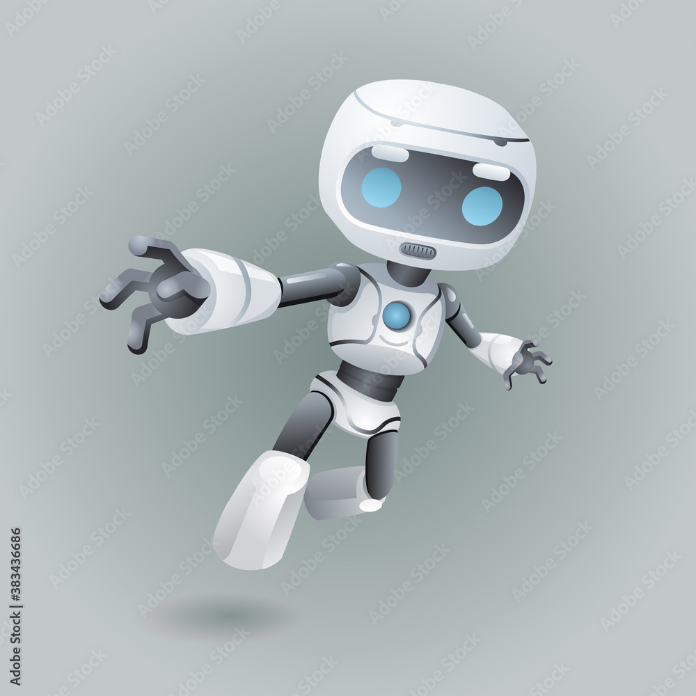 Flying robot technology science fiction future 3d design vector illustration Flying robot technology science fiction future 3d design vector illustration