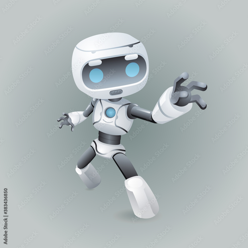Heroic pose robot technology science fiction future 3d design vector illustration Heroic pose robot technology science fiction future 3d design vector illustration