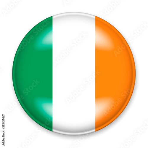 Free Download Flag of Ireland in the form of a round button with a light glare and a shadow. The symbol of Independence Day, a souvenir, a button for switching the language on the site, an icon. - GFXLoad