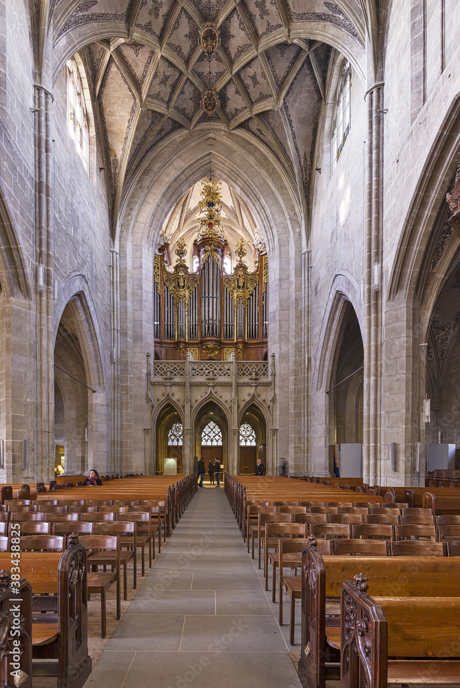 Central nave of the Cathedral in Bern, Switzerland