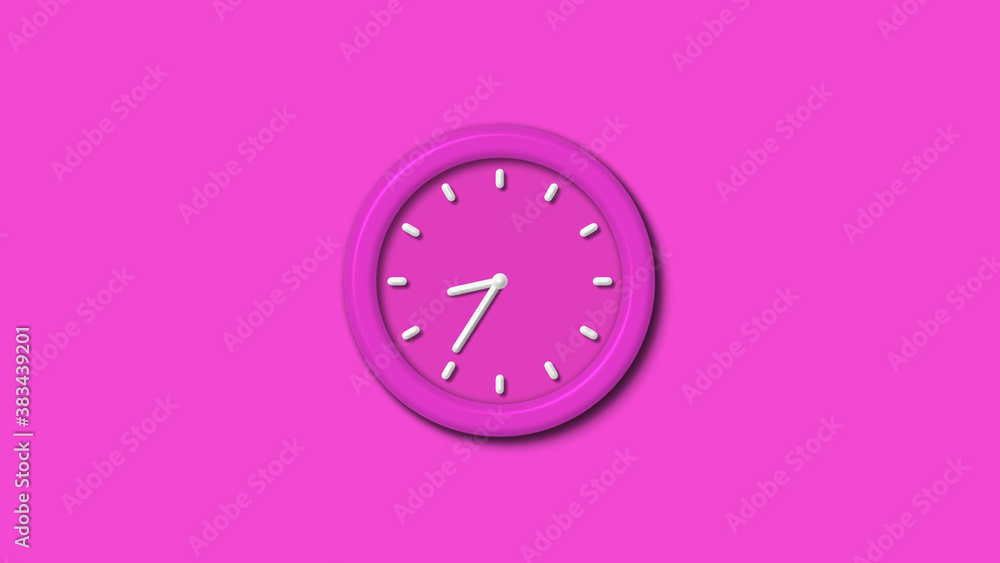 Amazing pink color 12 hours 3d wall clock isolated,3d wall clock Amazing pink color 12 hours 3d wall clock isolated,3d wall clock