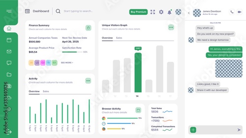 modern dashboard user panel template ui design for financial business design or customers services