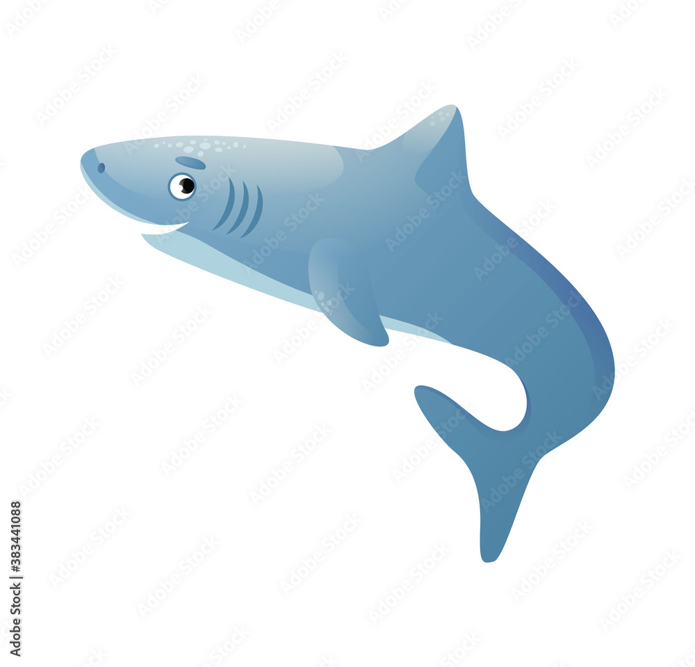 Fototapeta premium Fanny little shark on white background