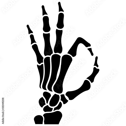 
A skeleton hand is making wonderful sign
