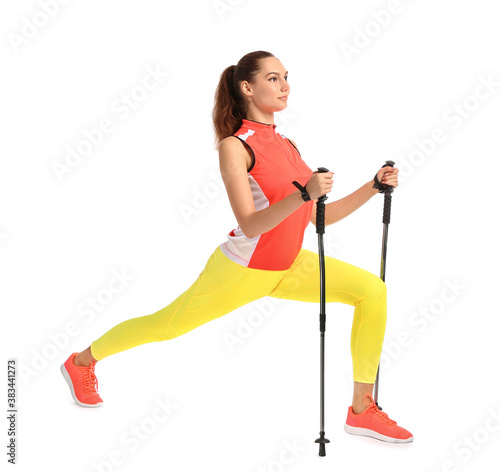 Young woman with walking po...