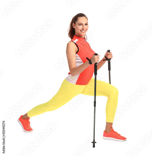 Young woman with walking po...
