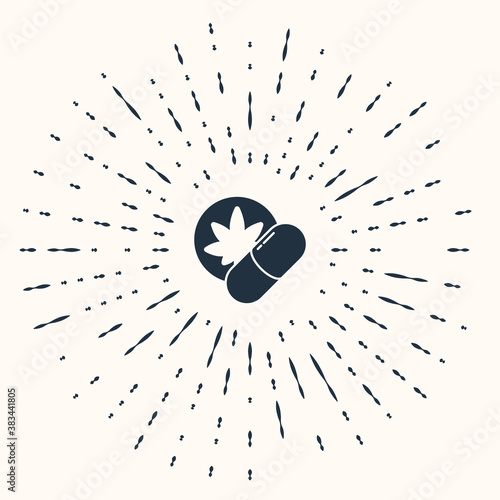Grey Herbal ecstasy tablets icon isolated on beige background. Abstract circle random dots. Vector Illustration.