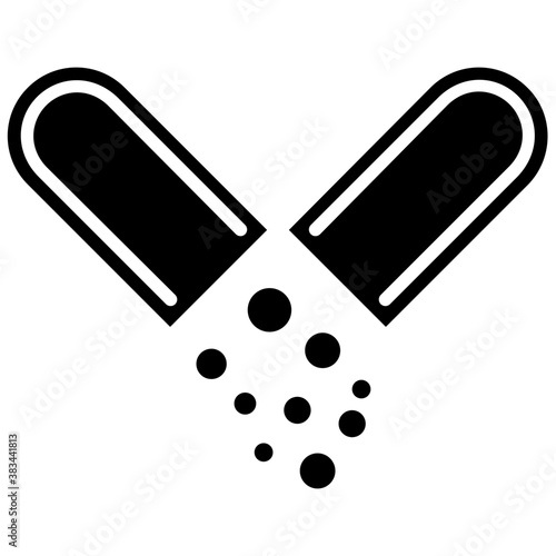 
An open drug, capsule
