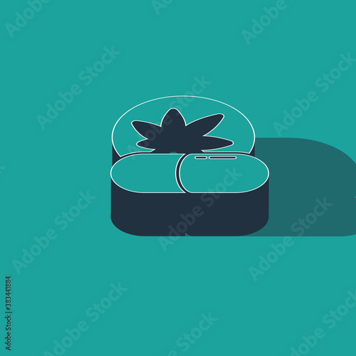 Isometric Herbal ecstasy tablets icon isolated on green background. Vector Illustration.