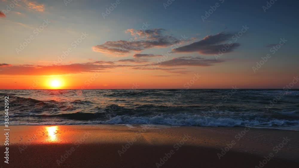 4K Sunset ocean beach. Sunrise sea waves and coastline. 4K Sunset ocean beach. Sunrise sea waves and coastline.