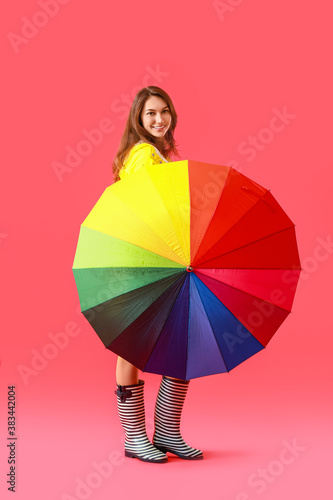 Beautiful young woman in ra...