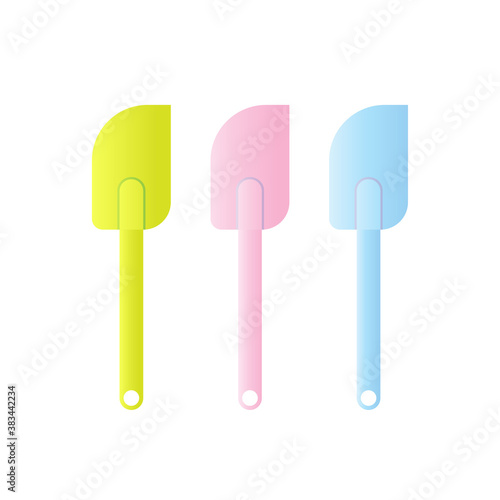 Scrapers spatula vector illustration isoalted on white background. Soft color. Pastel Blue, Green and pink. 32/35