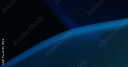 Abstract defocused 4k resolution geometric curves background for wallpaper, backdrop and varied nature design. Black and electric blue colors.