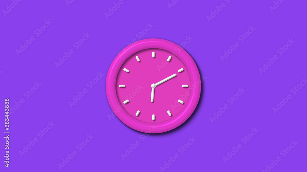 Amazing pink color 3d wall clock isolated on purple background,Counting down 12 hours wall clock Amazing pink color 3d wall clock isolated on purple background,Counting down 12 hours wall clock