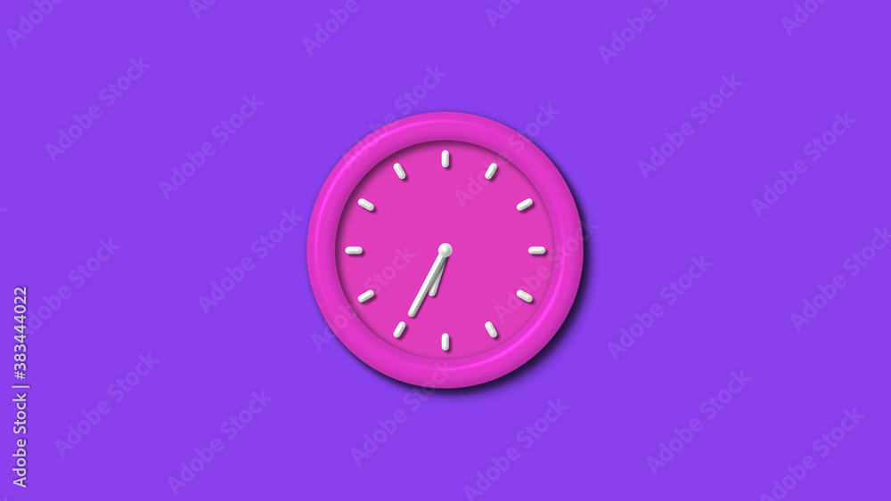 Amazing pink color 3d wall clock isolated on purple background,Counting down 12 hours wall clock Amazing pink color 3d wall clock isolated on purple background,Counting down 12 hours wall clock