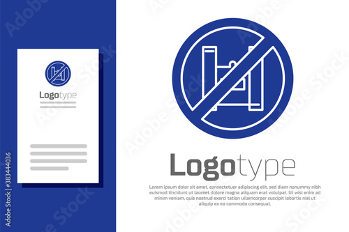 Blue Say no to plastic bags poster icon isolated on white background. Disposable cellophane and polythene package prohibition sign. Logo design template element. Vector Illustration.