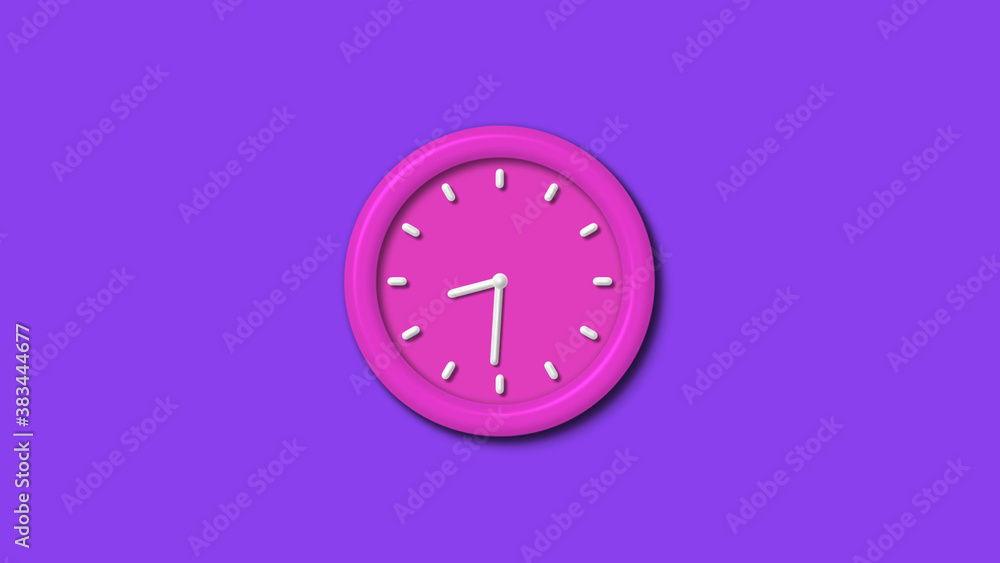 Amazing pink color 3d wall clock isolated on purple background,Counting down 12 hours wall clock Amazing pink color 3d wall clock isolated on purple background,Counting down 12 hours wall clock
