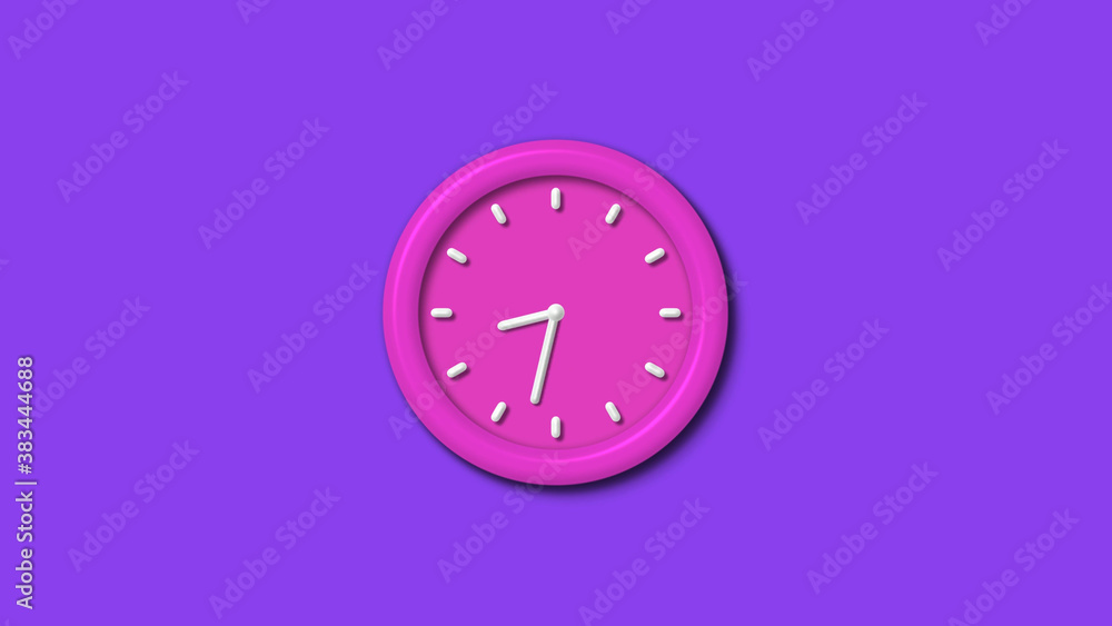Amazing pink color 3d wall clock isolated on purple background,Counting down 12 hours wall clock Amazing pink color 3d wall clock isolated on purple background,Counting down 12 hours wall clock