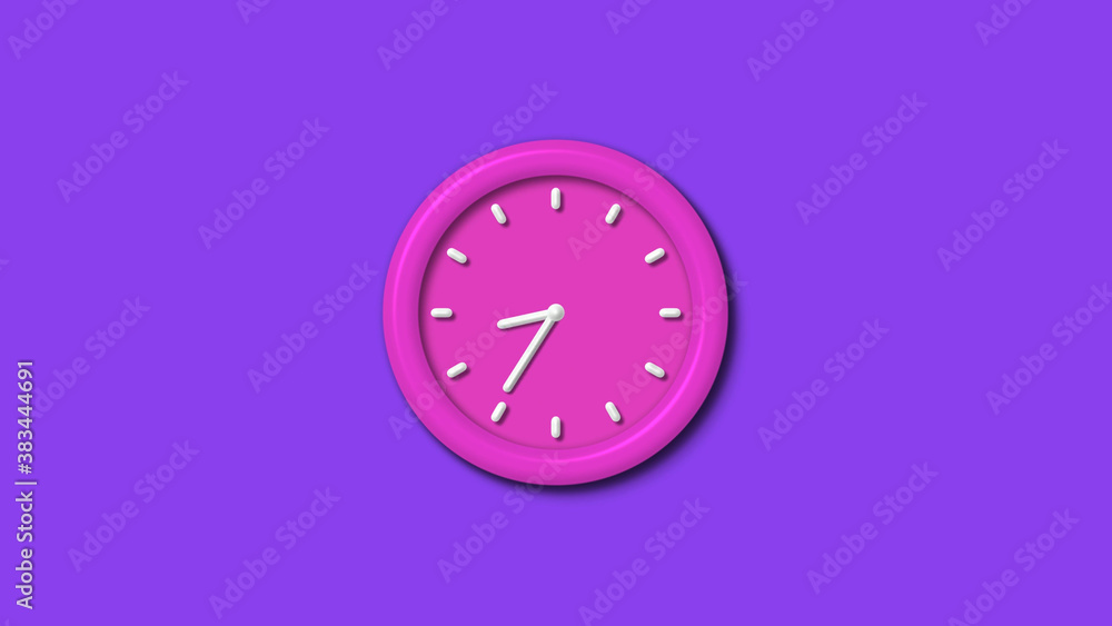 Amazing pink color 3d wall clock isolated on purple background,Counting down 12 hours wall clock Amazing pink color 3d wall clock isolated on purple background,Counting down 12 hours wall clock