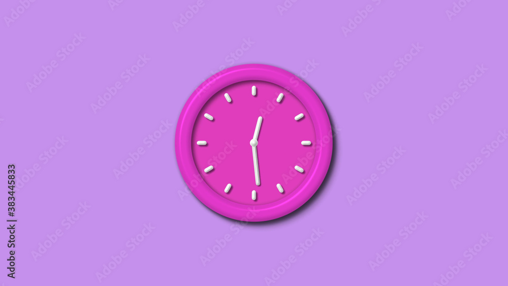 Pink color 12 hours 3d wall clock isolated on purple light background,wall clock isolated Pink color 12 hours 3d wall clock isolated on purple light background,wall clock isolated