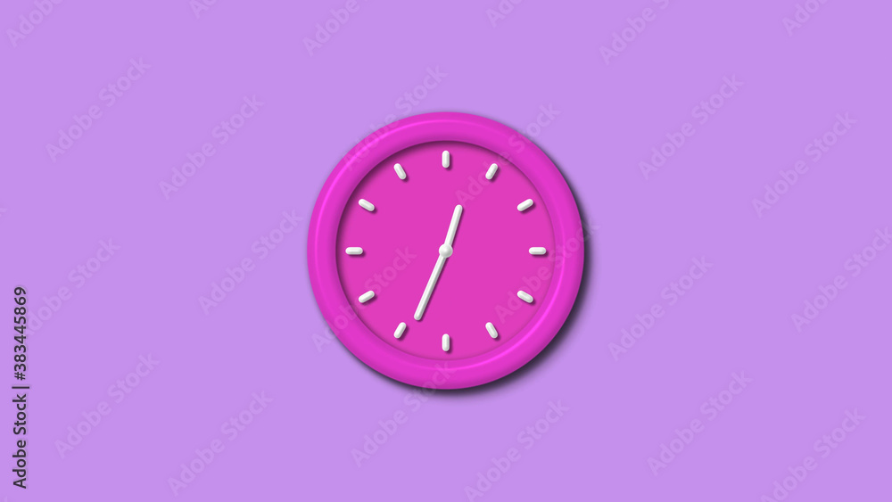 Pink color 12 hours 3d wall clock isolated on purple light background,wall clock isolated Pink color 12 hours 3d wall clock isolated on purple light background,wall clock isolated