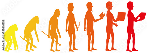 Silhouette evolution from monkey to man