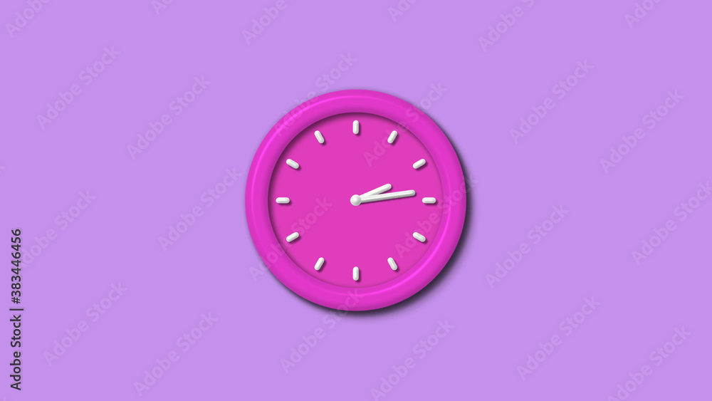 Amazing pink color 12 hours 3d wall clock isolated on purple light background,wall clock Amazing pink color 12 hours 3d wall clock isolated on purple light background,wall clock