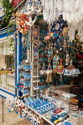 Photography Bodrum, Turkey - August, 2020: Shops for tourists