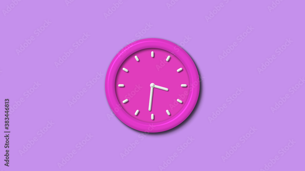 Amazing pink color 12 hours 3d wall clock isolated on purple light background,wall clock Amazing pink color 12 hours 3d wall clock isolated on purple light background,wall clock