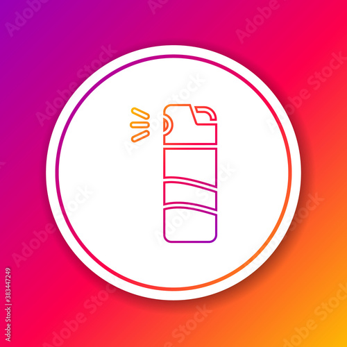 Color line Pepper spray icon isolated on color background. OC gas. Capsicum self defense aerosol. Circle white button. Vector.