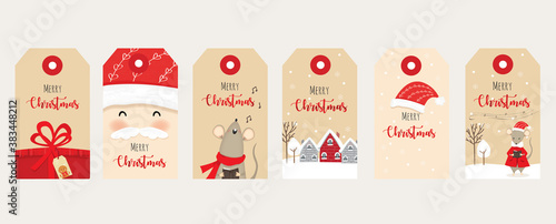 etichette natalizie decorate con elementi carini