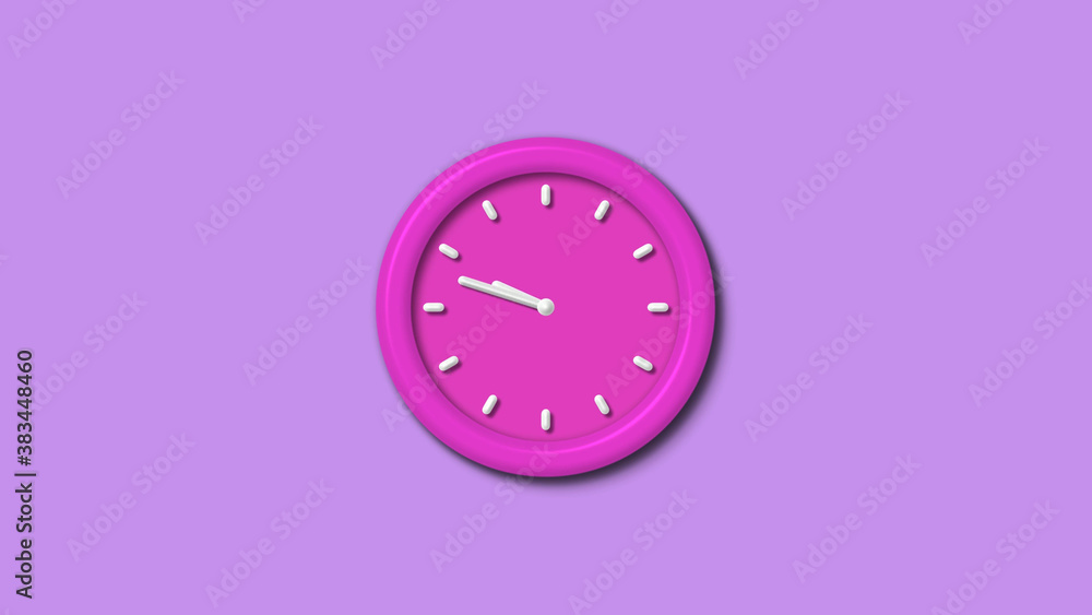 Amazing pink color 3d wall clock isolated on purple light background,12 hours clock isolated Amazing pink color 3d wall clock isolated on purple light background,12 hours clock isolated