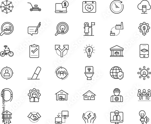 business vector icon set such as: consulting, cycle, hardware, homepage, direction, countdown, sales, cartoon, businessman, advertising, task, grass, yard, secretary, year, speed, done, analysis, bar